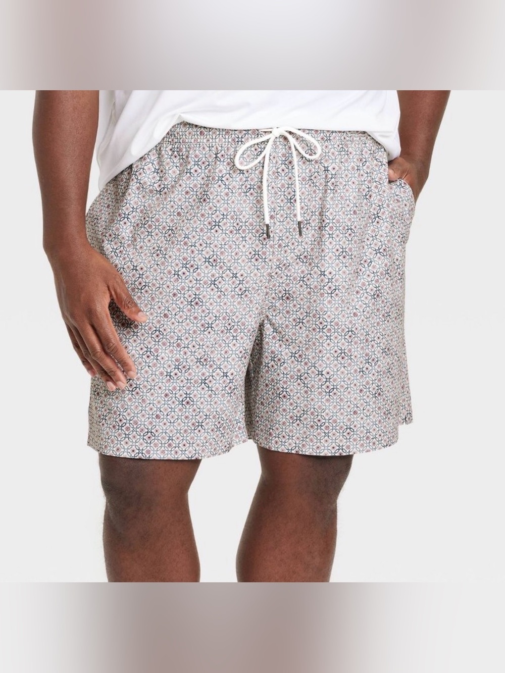 Goodfellow & Co White Men’s 7” Swim Trunks w/ Boxer Brief Liner